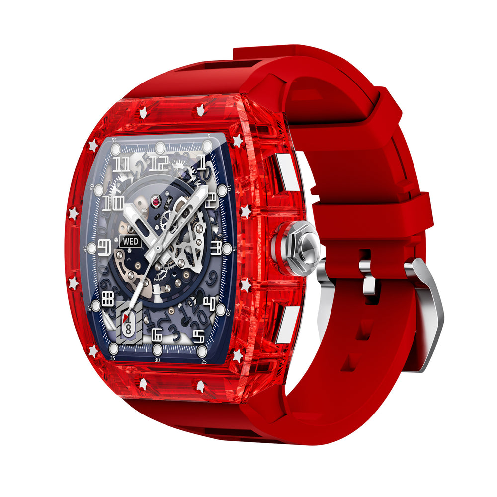 Red WS6 Richard Luxury Skeleton Smartwatch – Bluetooth Calling, Health Monitoring | 9 Colours