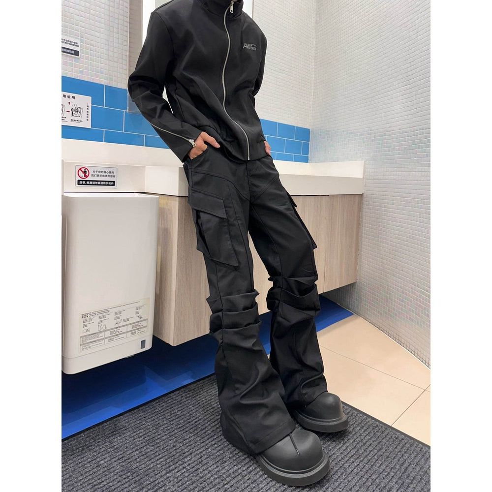 Large Pocket Pleated Black Y2K Cargo Pants Men - EX-STOCK Canada