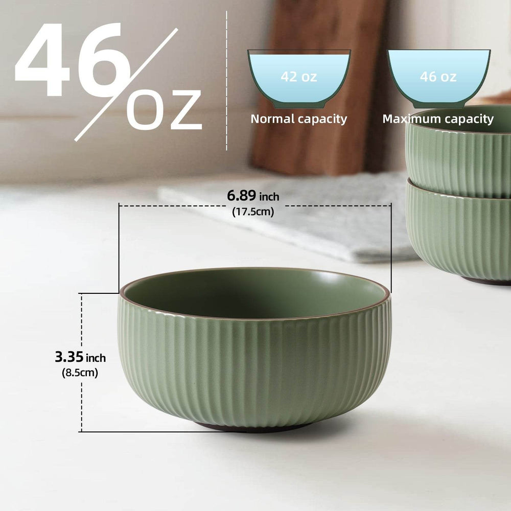 Ceramic Bowls For Kitchen, 46oz Bowl Set Of 4 For Cereal, Salad, Pasta, Soup, Dessert, Serving Dishwasher, Microwave And Oven Safe - EX-STOCK Canada