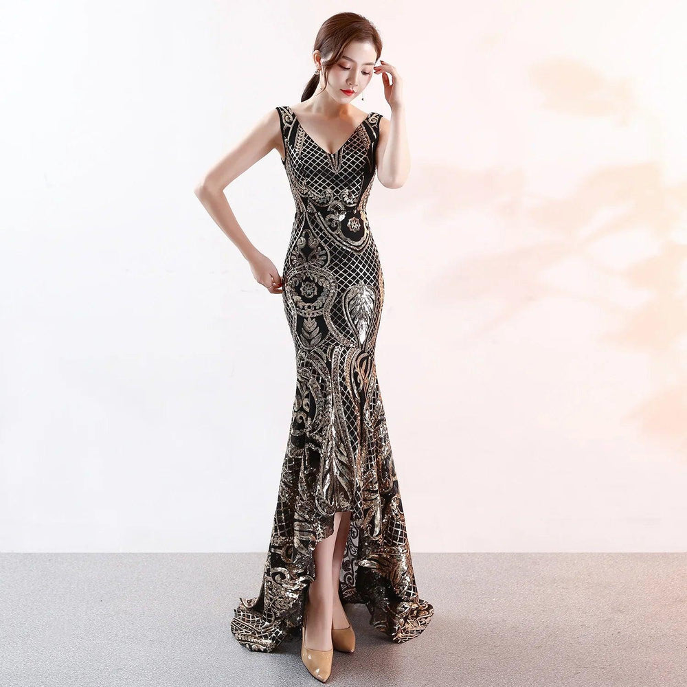 Evening Female V-neck Sexy Night Show Ladies Party Dinner Dress Host EX-STOCK Canada