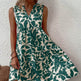 Bohemian Dresses Summer Beach Fashion Loose V-neck Pleated Print Sleeveless Dress For Women - EX-STOCK Canada
