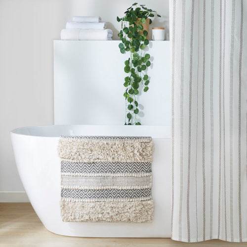 Woven Texture Stripe Bath Rug Grey 20x32 - EX-STOCK Canada