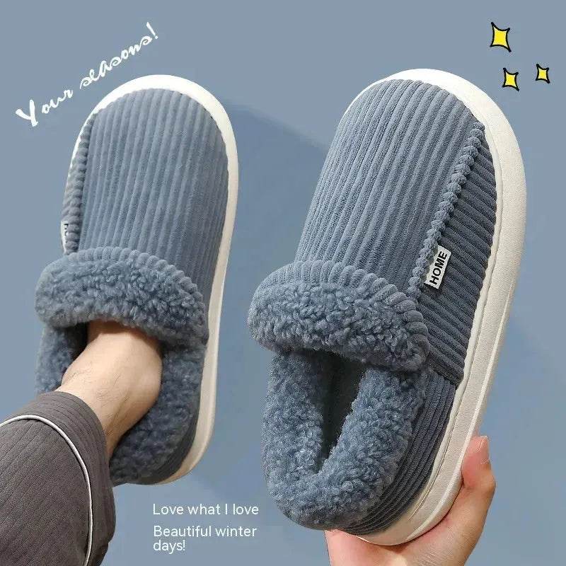 Ankle Wrap Cotton Slippers Winter Women's Plus Size Thickened Fleece-lined Warm Slugged Bottom - EX-STOCK Canada