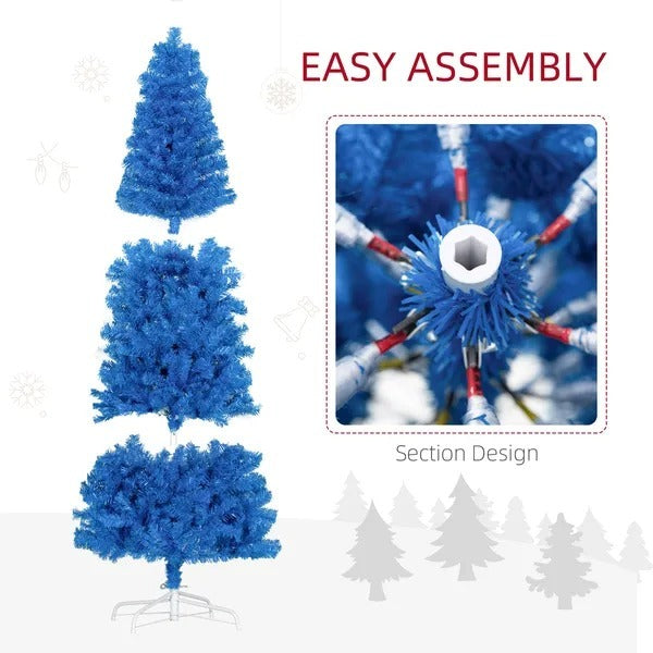 6FT Pencil Christmas Tree, Artificial Christmas Tree With Automatic Open For Home Party, Blue EX-STOCK Canada