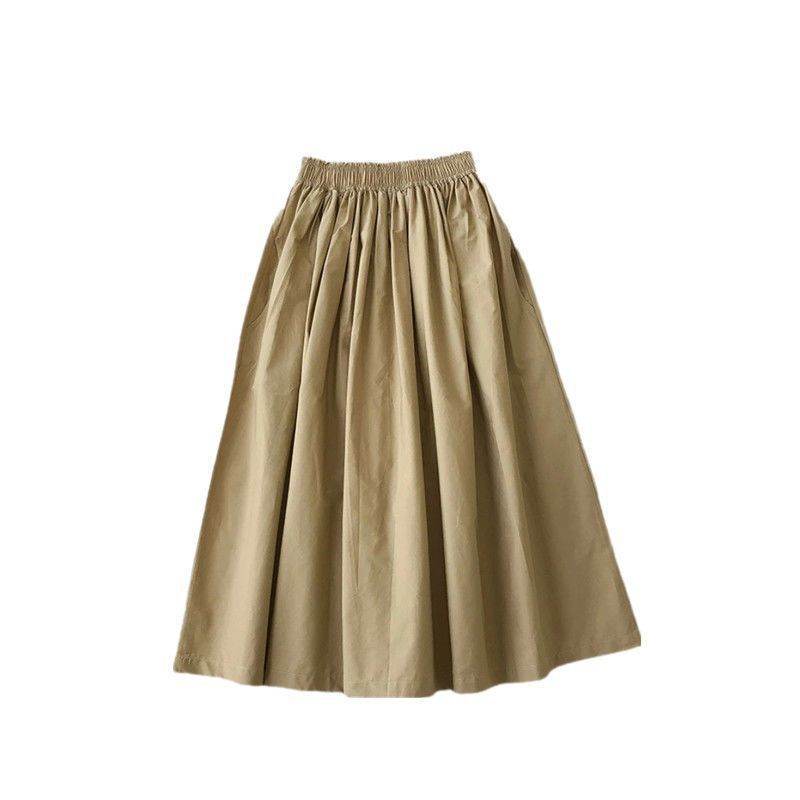 Solid Color Women Workwear Pleated Midi Skirt - EX-STOCK Canada