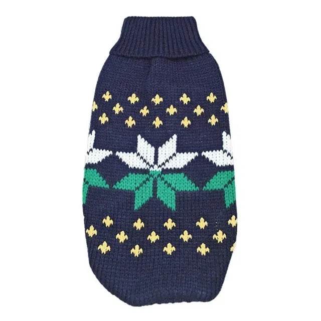 Christmas Maple Snowflake Turtleneck Knitted Sweater Pet Clothes - EX-STOCK Canada