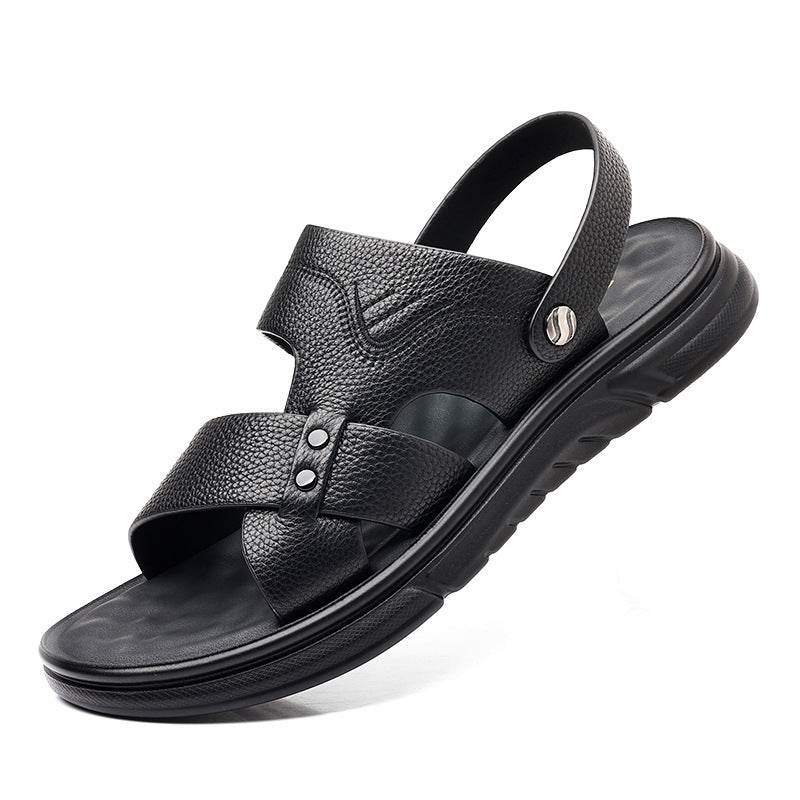 Men's Breathable Genuine Leather Beach Shoes Casual Soft Bottom Middle-aged And Elderly  EX-STOCK CANADA