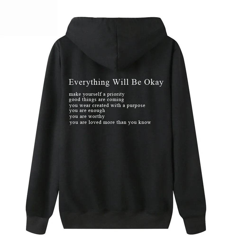 Everything Will Be Okay Loose Casual Men's And Women's Korean Version Loose Round Neck Top - EX-STOCK Canada