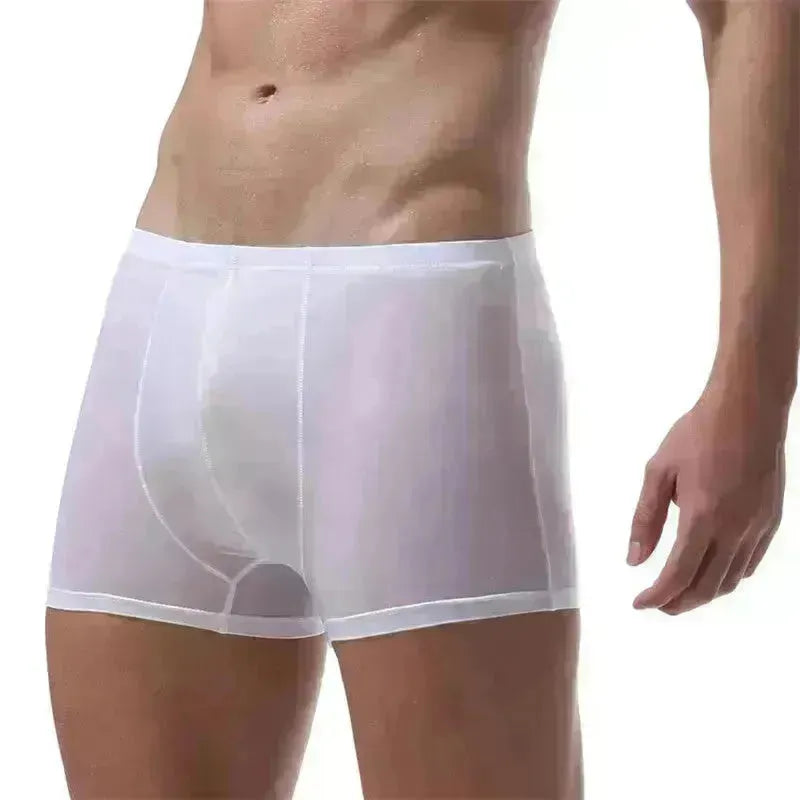 Glace en soie transparente boxer élastique briefes pantalon sous-vêtements pour hommes