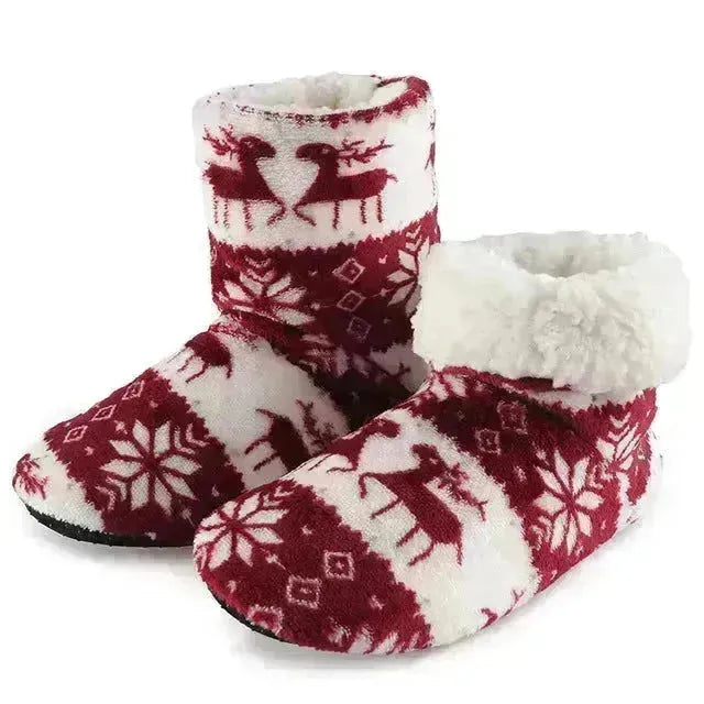 Slippées de fourrure d'hiver pour femmes chaussures chaudes pantoufle Noël