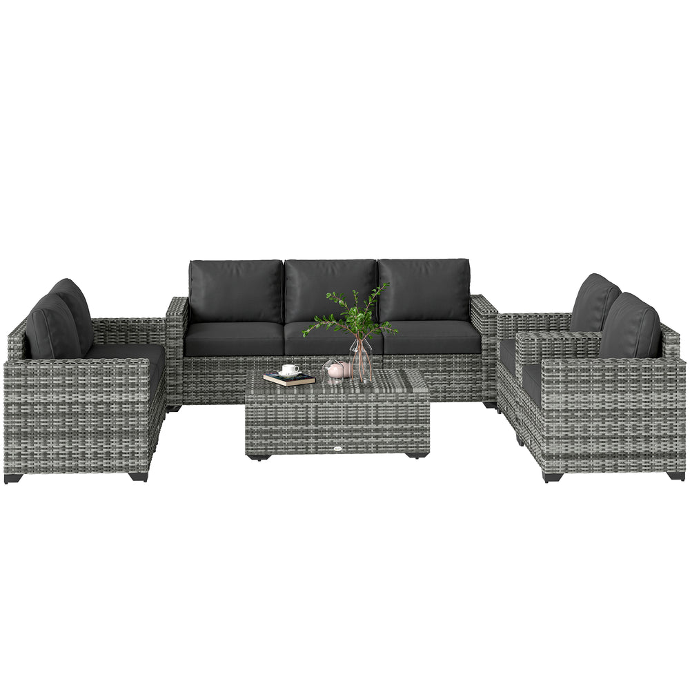 Conjunto de muebles de patio, cojines, sofá, love seat, mesa de almacenamiento, grisEX-STOCK Canada