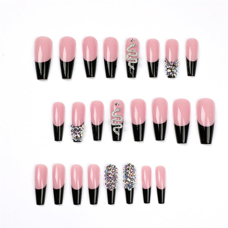 24 PCS Diamond Snake Nail Art, Long Length Long Water Pipe Fake Nails,Square Head Nail Tips False Nail EX-STOCK Canada