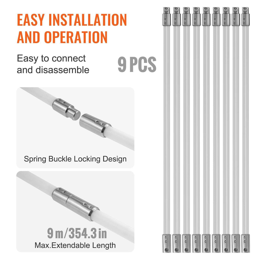 30 Feet Chimney Sweep Kit, W 9 Reinforced Nylon Flexible Rods, Ergonomic Chimney Cleaning Brush, 360-Degree Brush Chimney Cleaner, Rich Accessories For Fireplace Flue Home Use Fits Most Pipes - EX-STOCK Canada