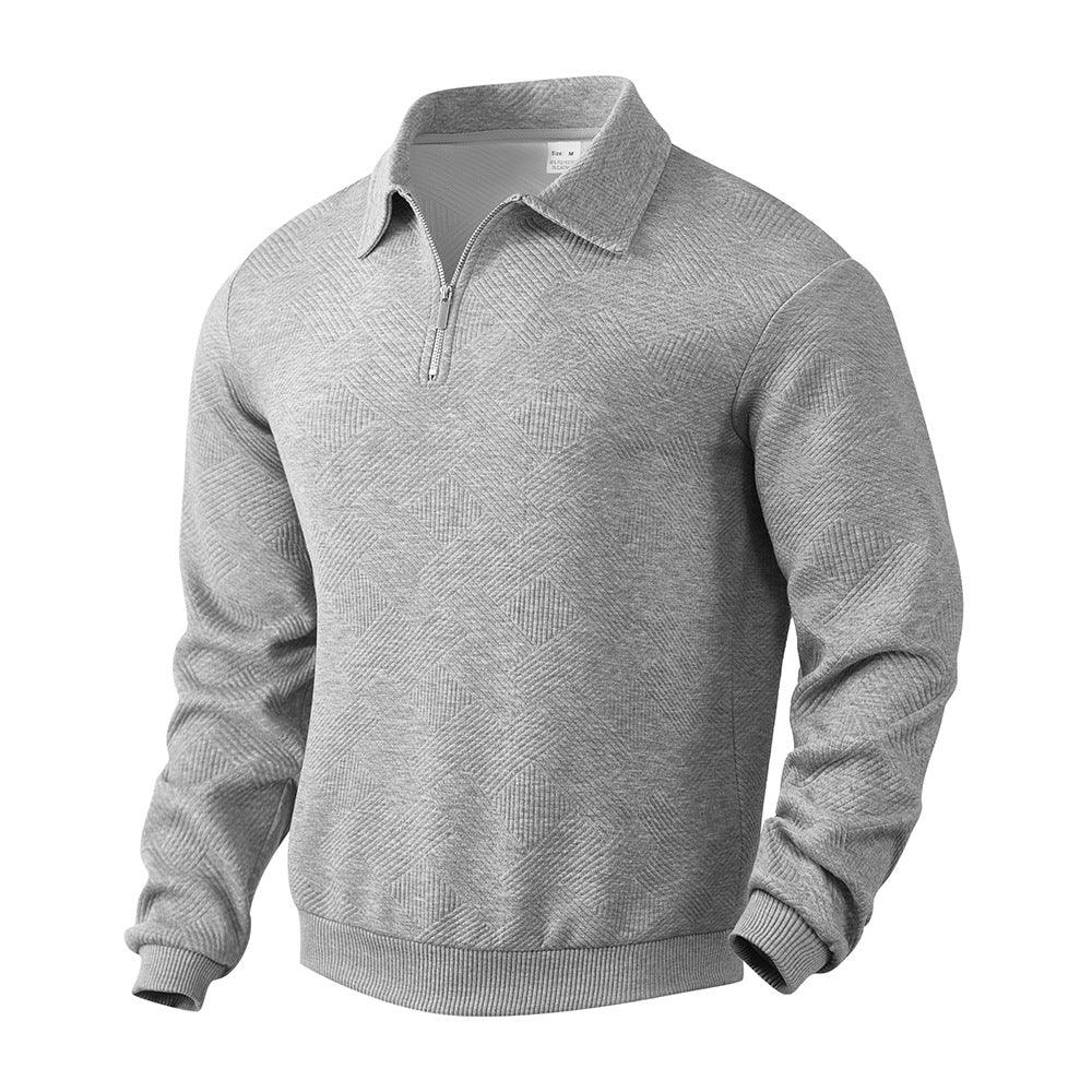 Sudadera de medio cierre con cuello de solapa y jacquard, moda, color sólido, manga larga, ropa para hombresEX-STOCK Canada