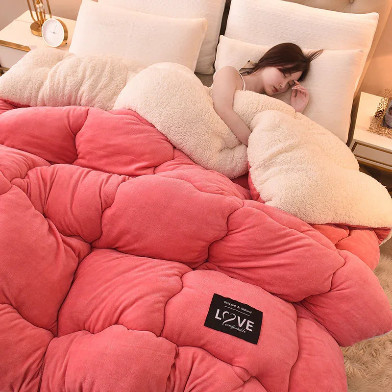 New Thick Lambskin Winter Duvet Insert Double-sided Velvet Lambswool Warm Quilt EX-STOCK Canada