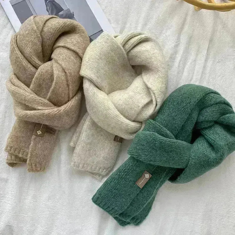 Women's Sweet Version Fleece Solid Scarf Autumn And Winter