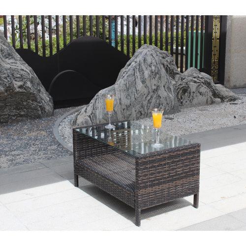 Outdoor-Terrassenmöbel Kaffeetisch mit klarem gehärtetem GlasEX-STOCK Canada