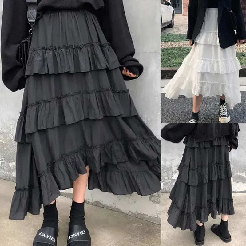 High Waist Layered Cake Skirt Irregular MIDI Long skirt - EX-STOCK CANADA
