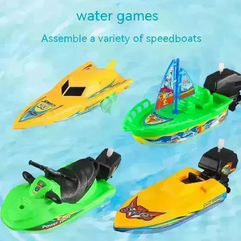 Baby Color Cognition Yacht Speedboat Sailing Motor Boat Summer Water Bath Toys - EX-STOCK CANADA