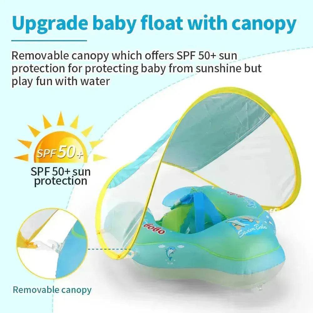 Baby Swimming Float With Canopy Inflatable Infant Floating Ring Kids Swim Pool Accessories Circle Bathing Summer Toys - EX-STOCK Canada