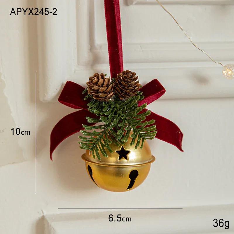 Petite pièce suspendue en forme de cloche de Noël avec nœud en veloursEX-STOCK Canada