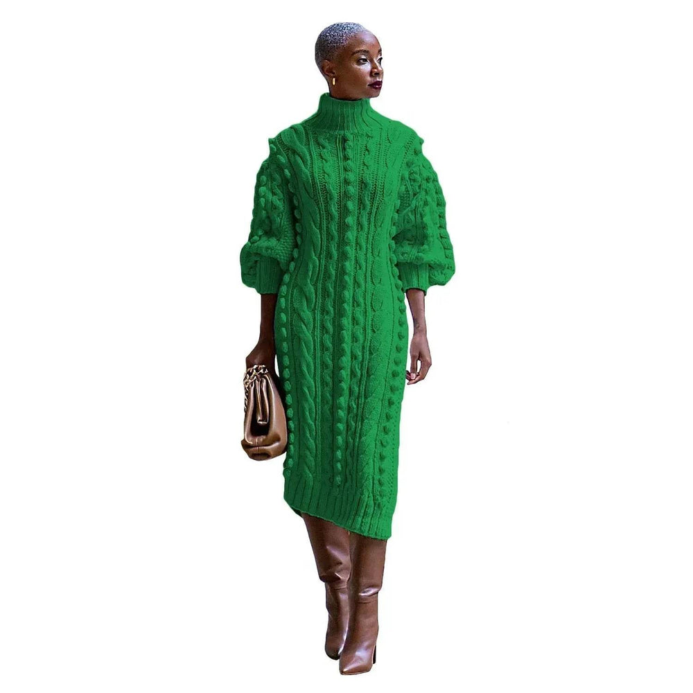 Buy Cashmere Winter Split Turtleneck knitted Midi Thick Sweater Dress - EX-STOCK Canada