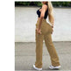 Straight Leg Cargo Pants Women High Waist Casual Baggy Pants - EX-STOCK Canada