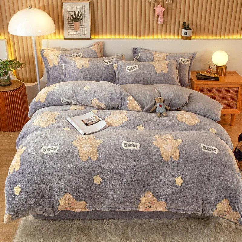 Housse de couette en molleton de corail Drap Taie d'oreiller en flanelleEX-STOCK Canada