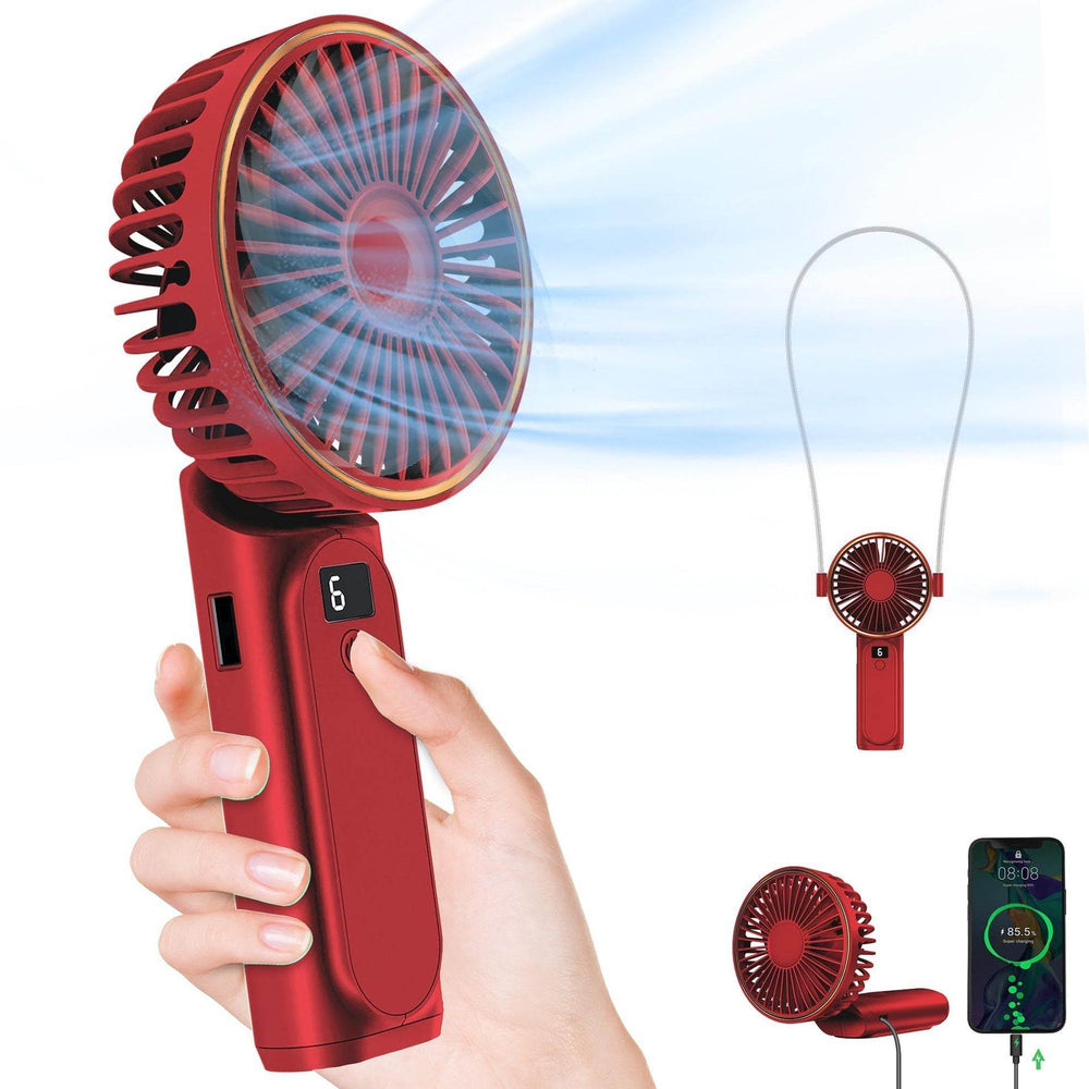 Handheld Desktop Halter Six-gear Can Be Used As Power Bank Digital Display Fan - EX-STOCK Canada
