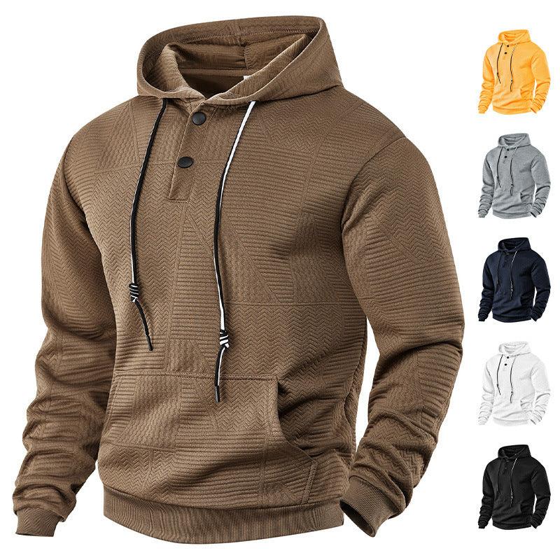 Pullover in einfarbiger, legerer Sportart, lockerer, langärmeliger Kapuzenpullover für HerrenEX-STOCK Canada