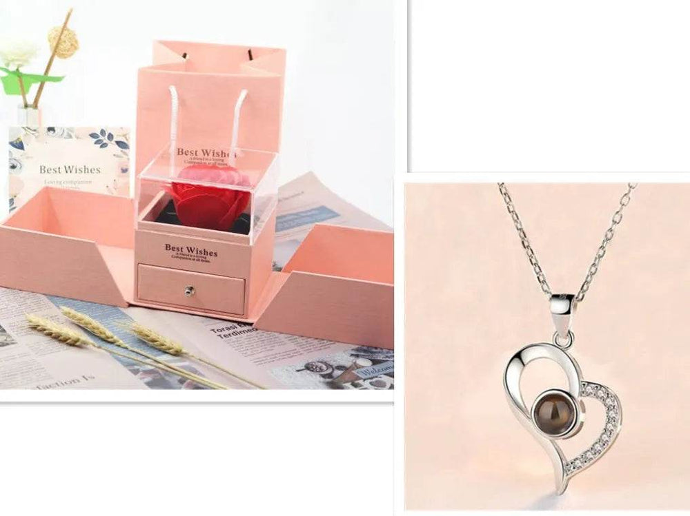 Hot Valentine's Day Gifts Metal Rose Jewelry Gift Box Necklace For Wedding Girlfriend Necklace Gifts - EX-STOCK Canada