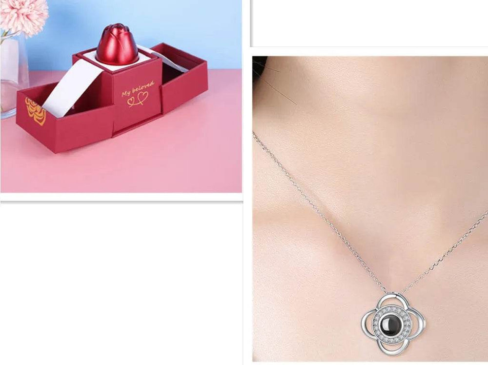 Hot Valentine's Day Gifts Metal Rose Jewelry Gift Box Necklace For Wedding Girlfriend Necklace Gifts - EX-STOCK Canada
