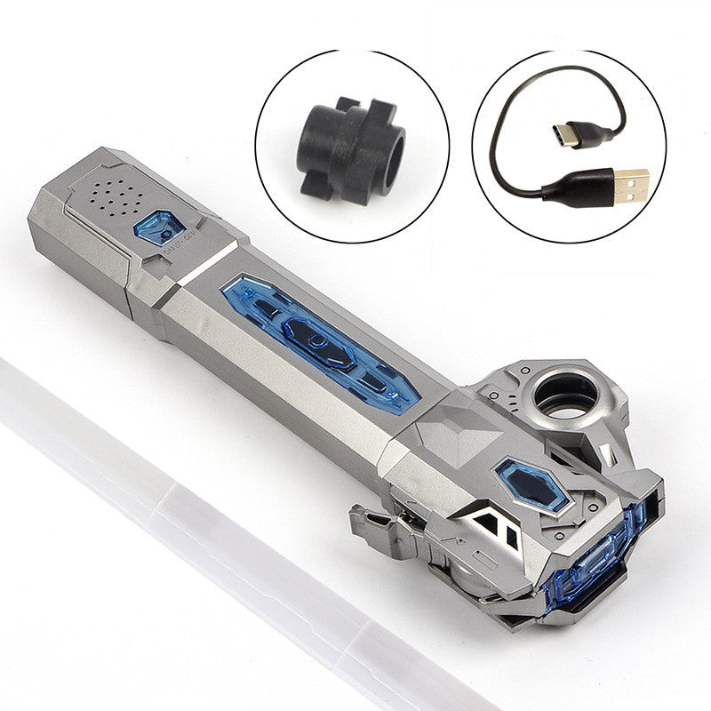 Pad di raffreddamento per laptop da gioco con luci LED blu e cavo USB su sfondo bianco