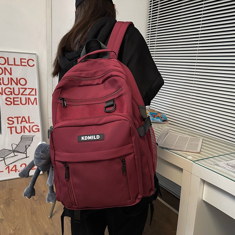 Large Capacity Multi-Layer School Backpack – White, Red, Purple, Black, Khaki