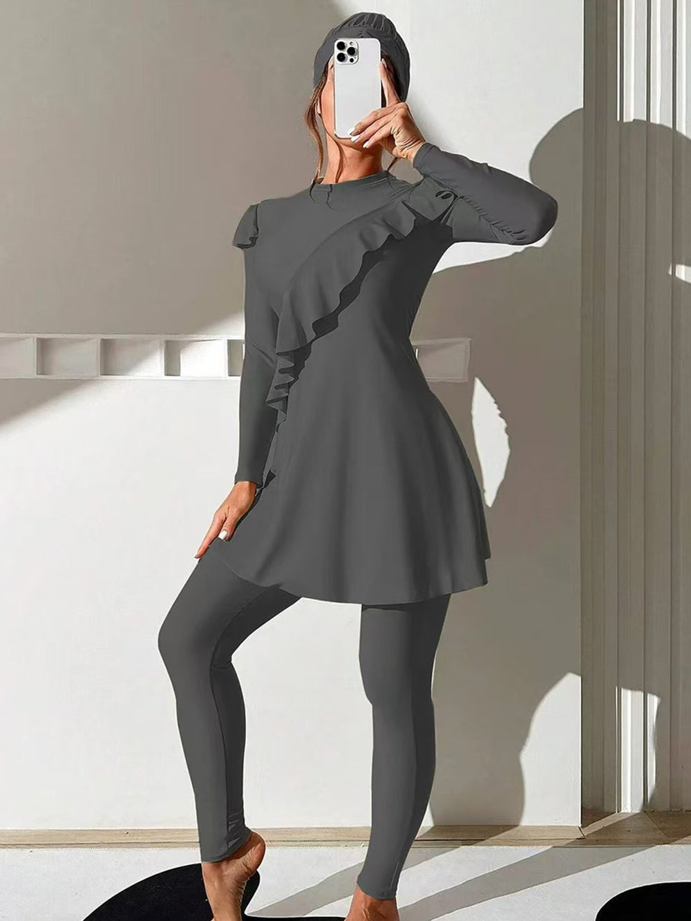 ملابس سباحة للمسلمات بأكمام طويلة، فستان سباحة طويل، وشورت سباحة طويل، طقم من قطعتين EX-STOCK Canada