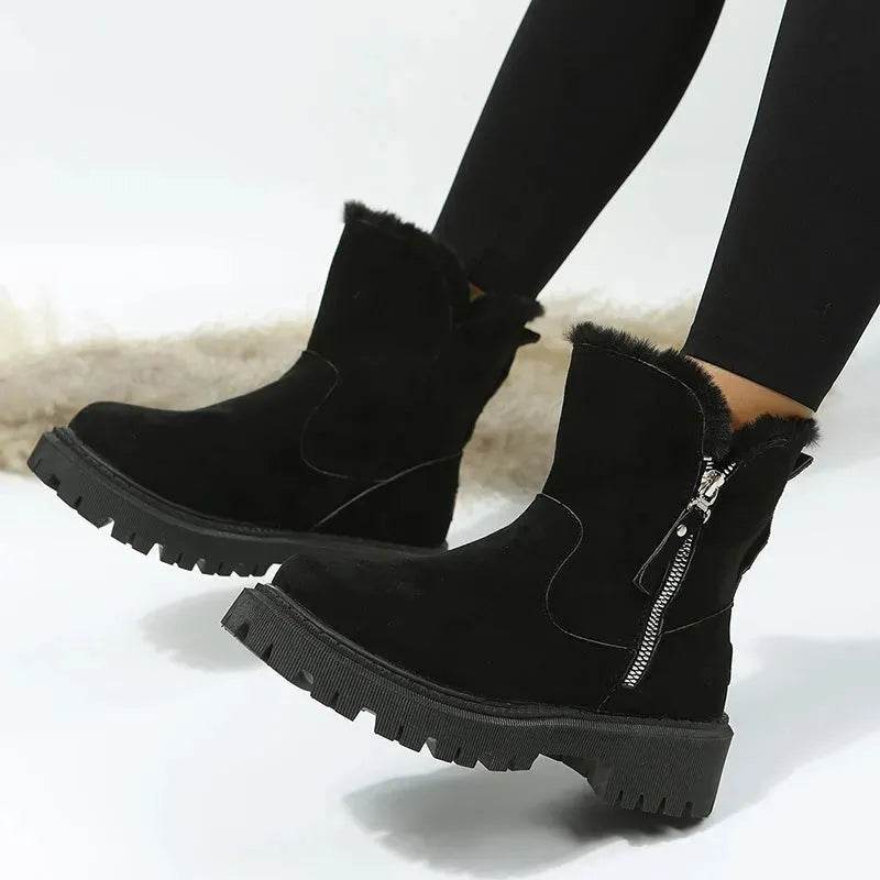 Thick Plush Snow Boots Women Faux Suede Non-slip Winter Shoes - EX-STOCK Canada