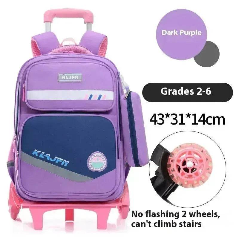 Portable Burden Alleviation Bull Wheel Trolley Schoolbag Bookbag for Boy and Girl - EX-STOCK Canada