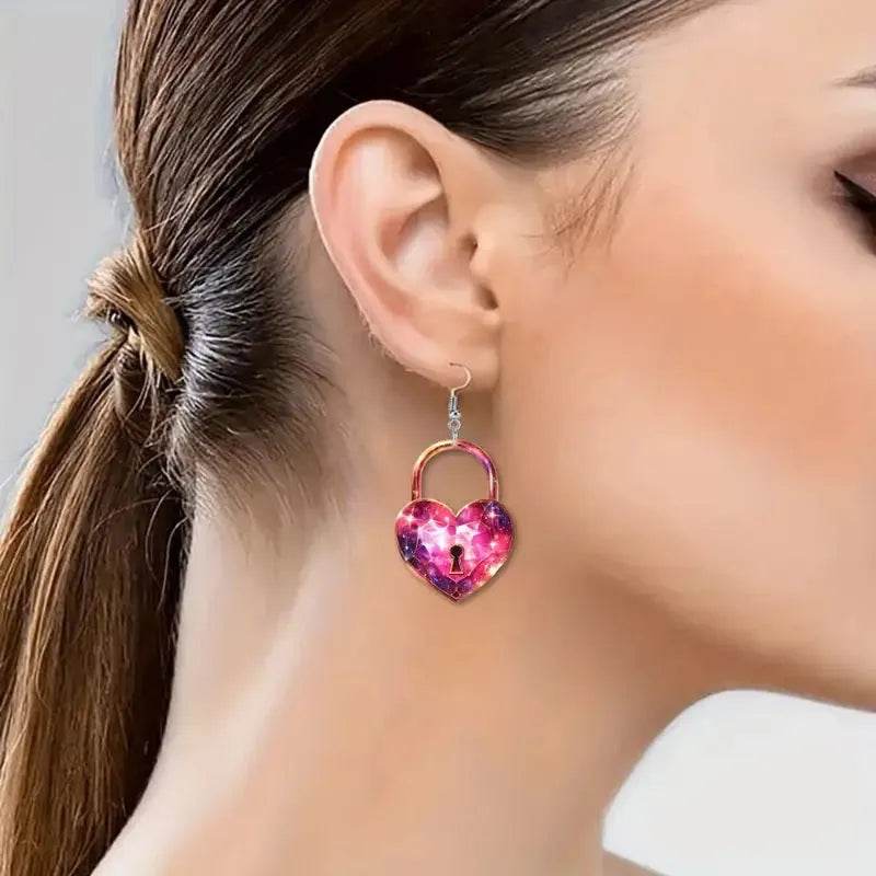 Romantic Key Heart Lock Acrylic Types A And B Earrings - EX-STOCK Canada