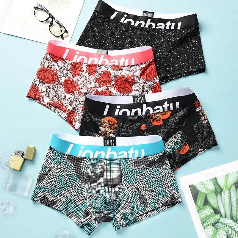 Ice Silk Men's Boxers Breathable Printed Boxer Briefs Mid waist - EX-STOCK CANADA