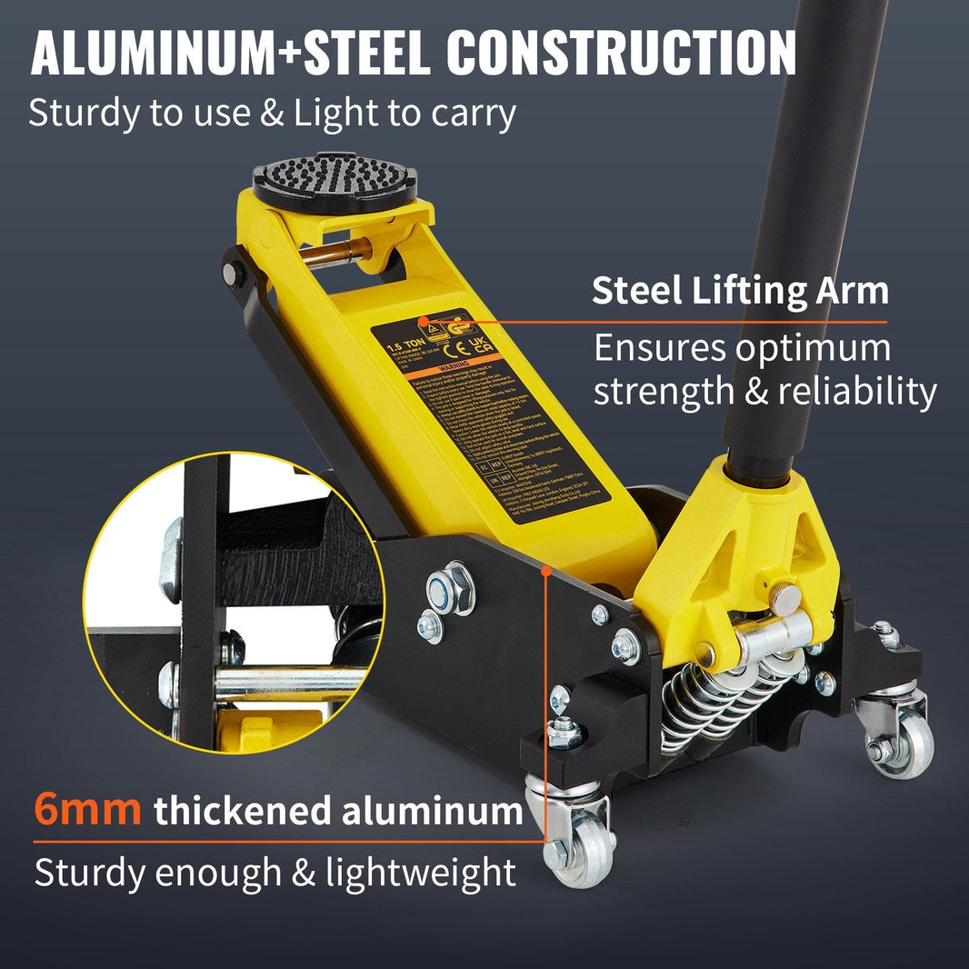 1.5 Ton Low Profile Aluminum Steel Racing Floor Jack Dual Lift Car EX-STOCK