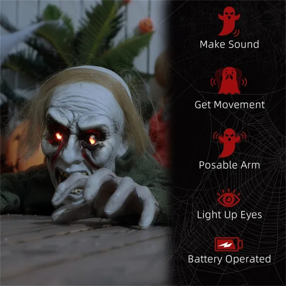 66 Outdoor Halloween Decoration Crawling Zombie, Animated Prop Decor With Sound Activated, Light Up Eyes EX-STOCK Canada