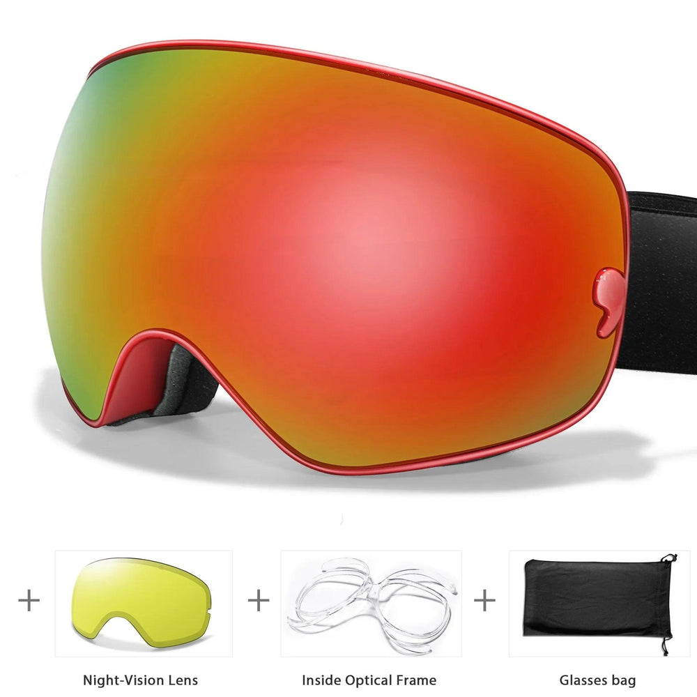 Lunettes anti-buée pour hommes et femmes, carte myopie, revêtement, protection oculaire sphérique large, équipements de ski et d'alpinismeEX-STOCK Canada