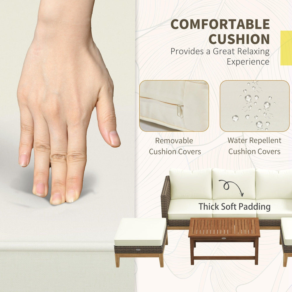 Patio Furniture Set w/ Cushions, 5 PCs PE Rattan Conversation Furniture Set, Cream White EX-STOCK Canada