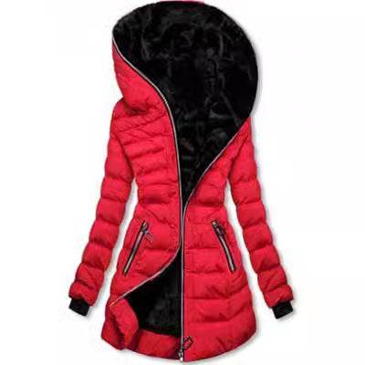 Hooded Warm Fleece Padded Jacket Mid-length Jacket Black Padded Jacket - EX-STOCK Canada