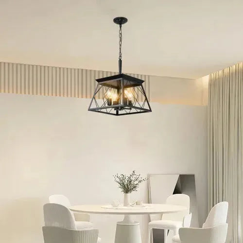 4 Lights Farmhouse الثريا لغرفة الطعام الأسود
