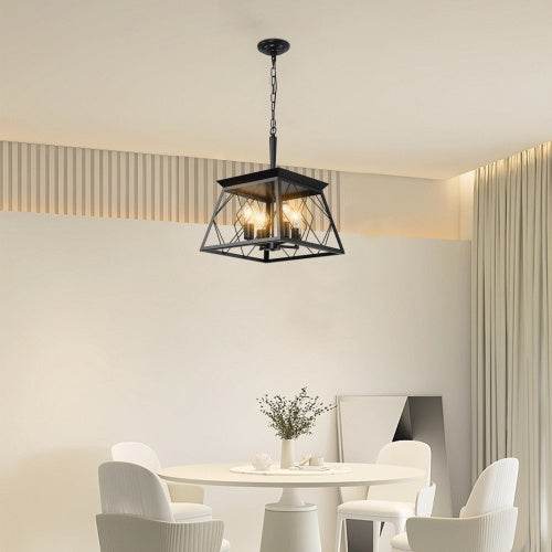 4 Lights Farmhouse Chandelier For Dining Room Black - EX-STOCK Canada