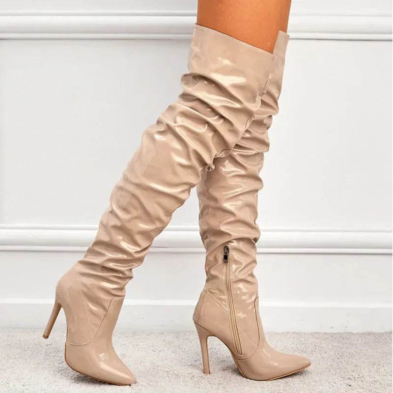 Stivali Lunghi al Ginocchio Donna Moda Tacchi Altissimi Scarpe da Festa - EX-STOCK Canada