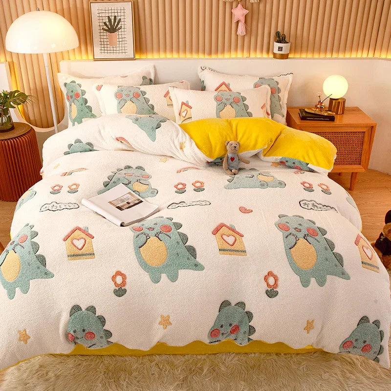 Housse de couette en molleton de corail Drap Taie d'oreiller en flanelleEX-STOCK Canada