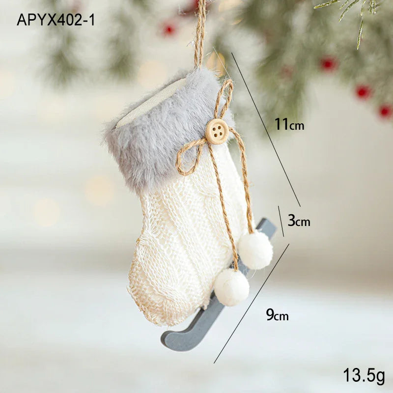 White Plush Fabric Pendant Gloves Sled Creative Christmas Tree Ornaments EX-STOCK Canada