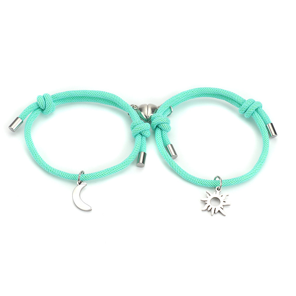 Bracelet de couple pendentif soleil et lune en titane acier inoxydable - EX-STOCK Canada